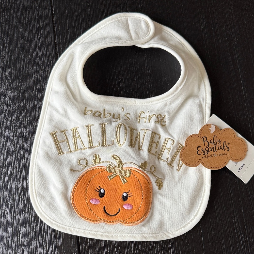 Baby Essentials Halloween Bib - White and Gold